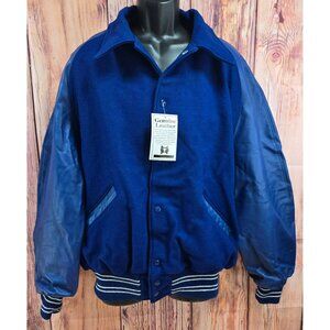 VTG Rock Creek Varsity Jacket XL Navy Wool Leather Letterman NWT Deadstock